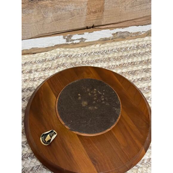 Vintage Solid Wood Plate Platter Tray Round Lazy Susan Serving Decor - Picture 3 of 6